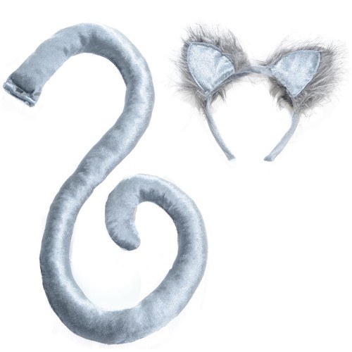 Grey cat tail ears adult - grey,